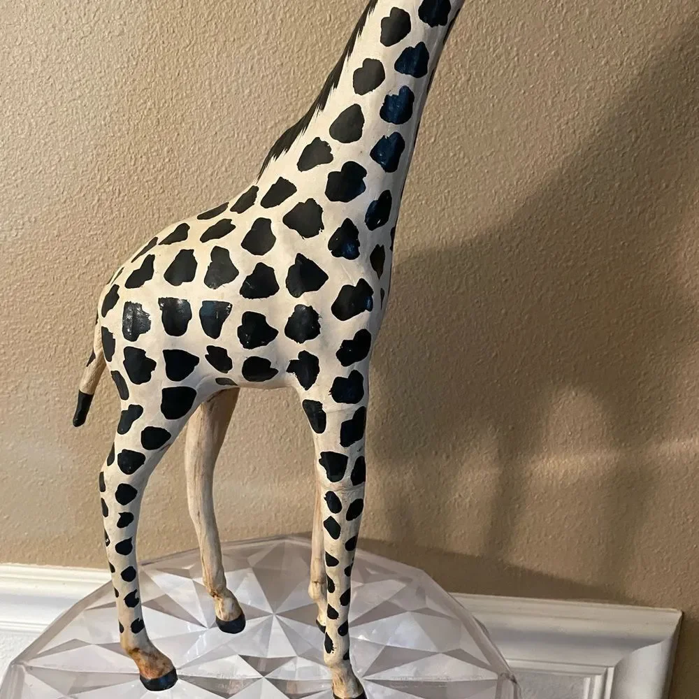 Giraffe Leather Wrapped Old 19 inches Tall Decorative Giraffe